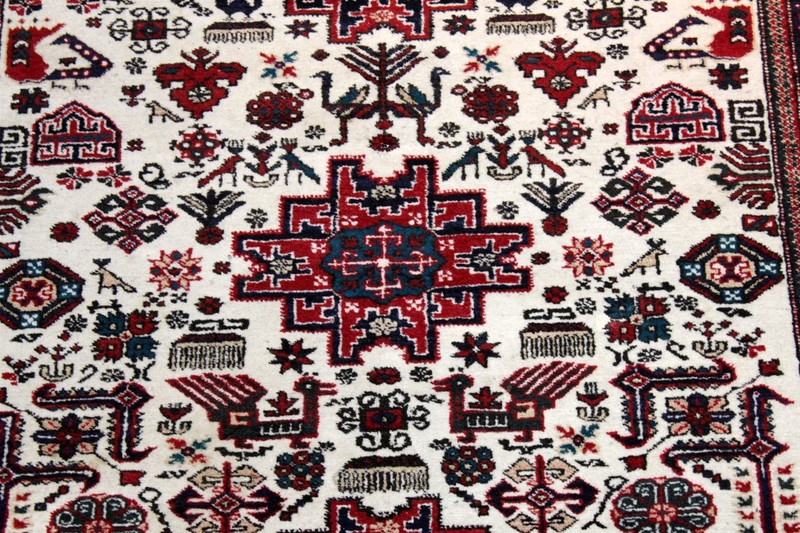_CAUCASIAN_RUG_5'6" X 9' VINTAGE TEIBAL Kazak Design Natural Wool Pile Antique gallery