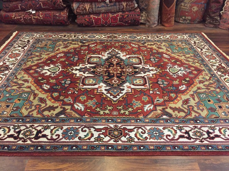 Sale Genuine Hand Knotted Indo Oushak Heriz Geometric Area Rug Carpet 8’x10’4,79 gallery