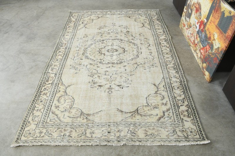 5x9 Turkish Area Rug Hand-Knotted Vintage Oushak Wool Rug Faded Boho Carpet,745 gallery