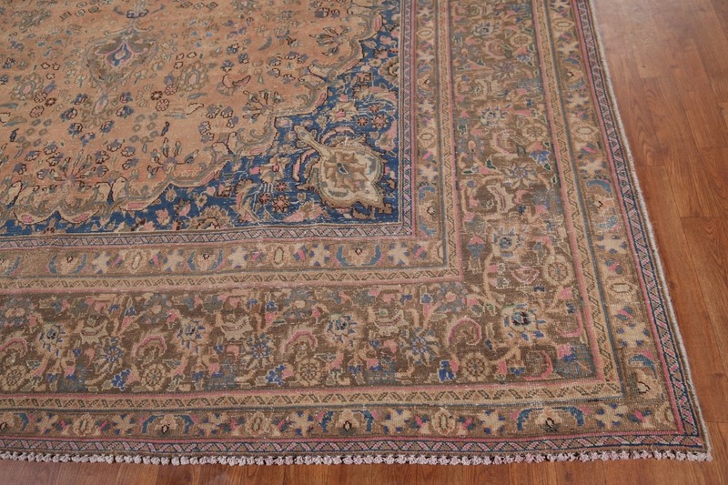 Vintage Rust Muted Wool Traditional Mashaad Hand-knotted Living Room Rug 10x13 gallery