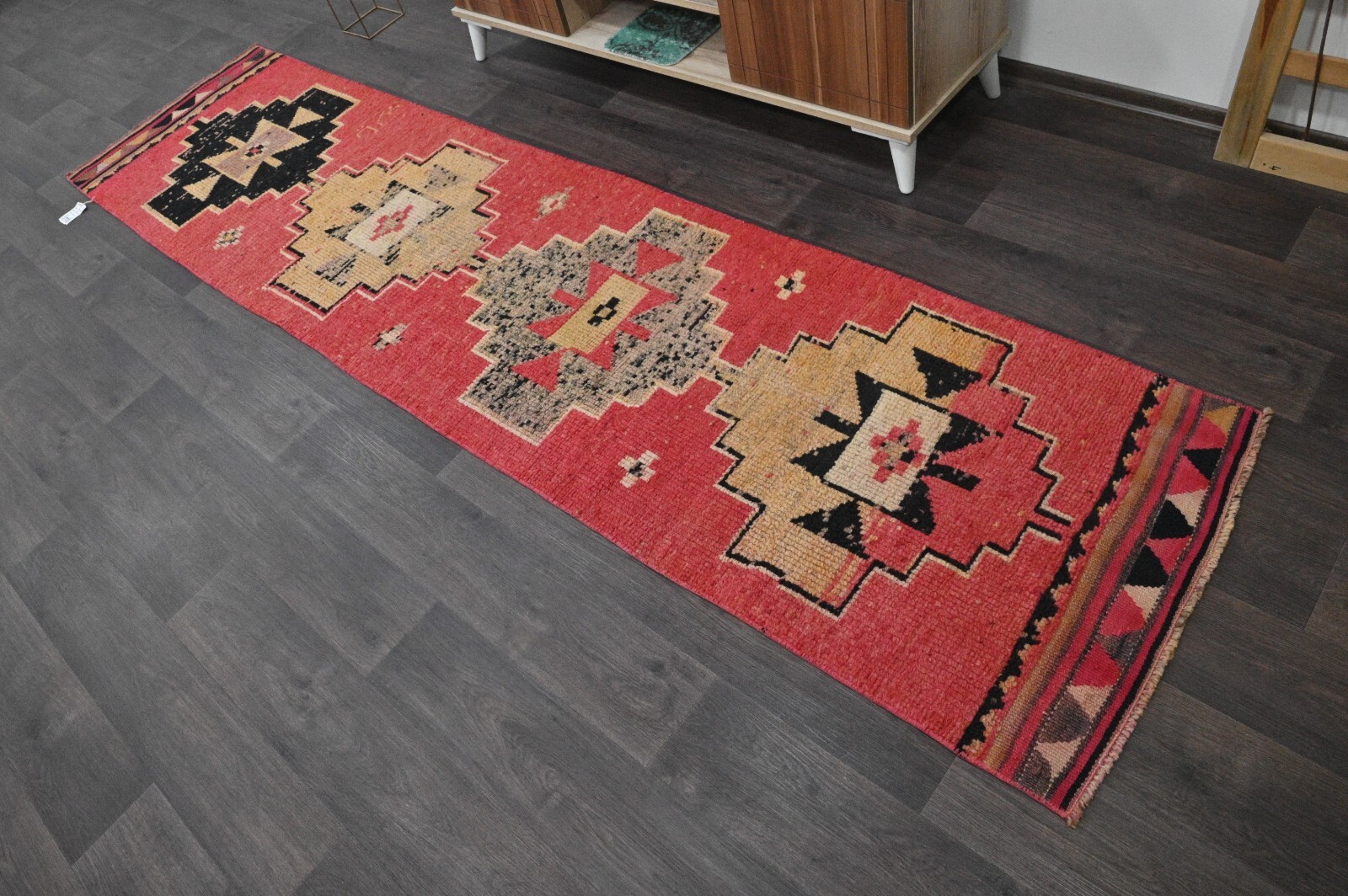 Vintage Turkish Runner Rug 2x10ft PINK Handmade Anatolian Oushak Hallway Wool gallery