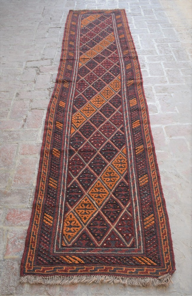 2x12 Ft Handmade Tribal Afghan Moshvani Hallway Runner Vintage Persian Wool Rug