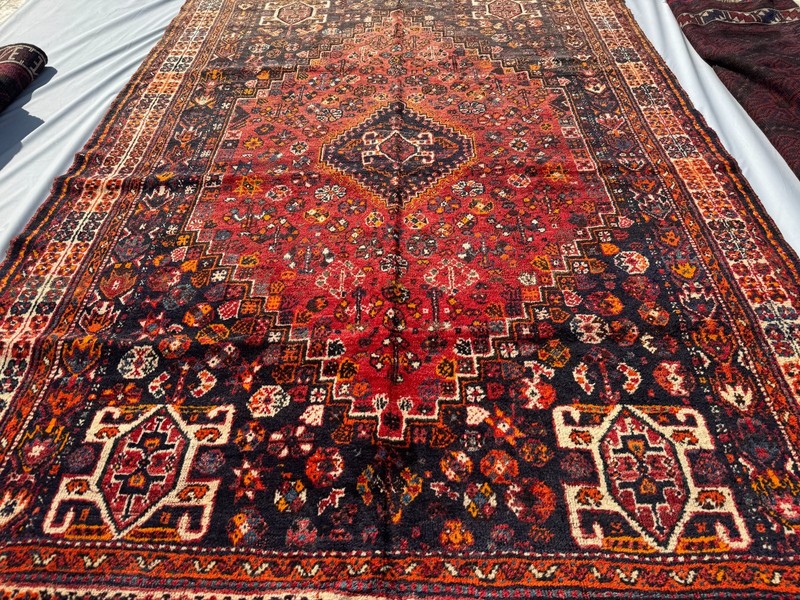 Terracotta Caucasian Muted Tribal Rug 6x8 ft Red Geometric Persian Faded Carpet gallery