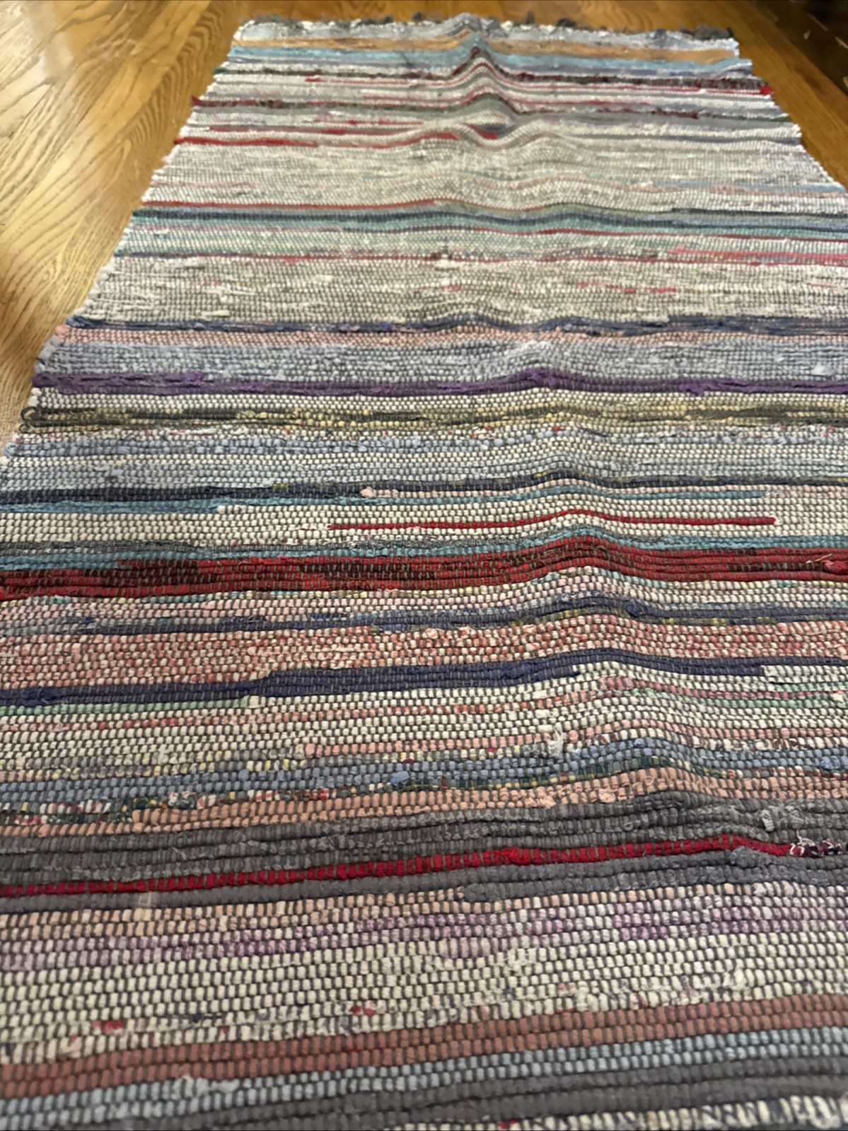 Vintage 1940’s Hand Made Rag Rug Runner 24.4” X 55” gallery