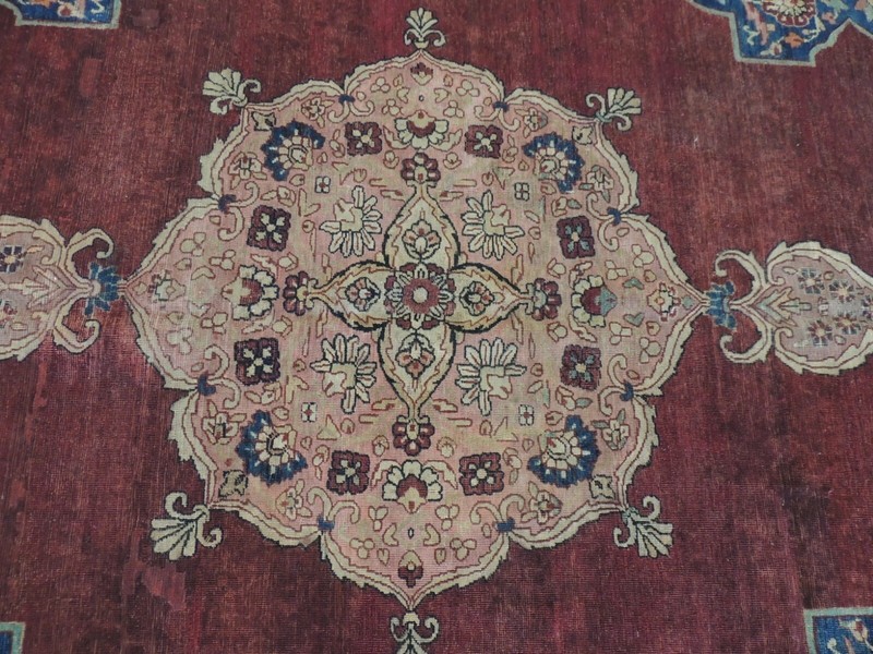 Antique 8x10 8x12 9x12 Kermaan Oriental Area Rug Red Navy Blue Pink medallion gallery