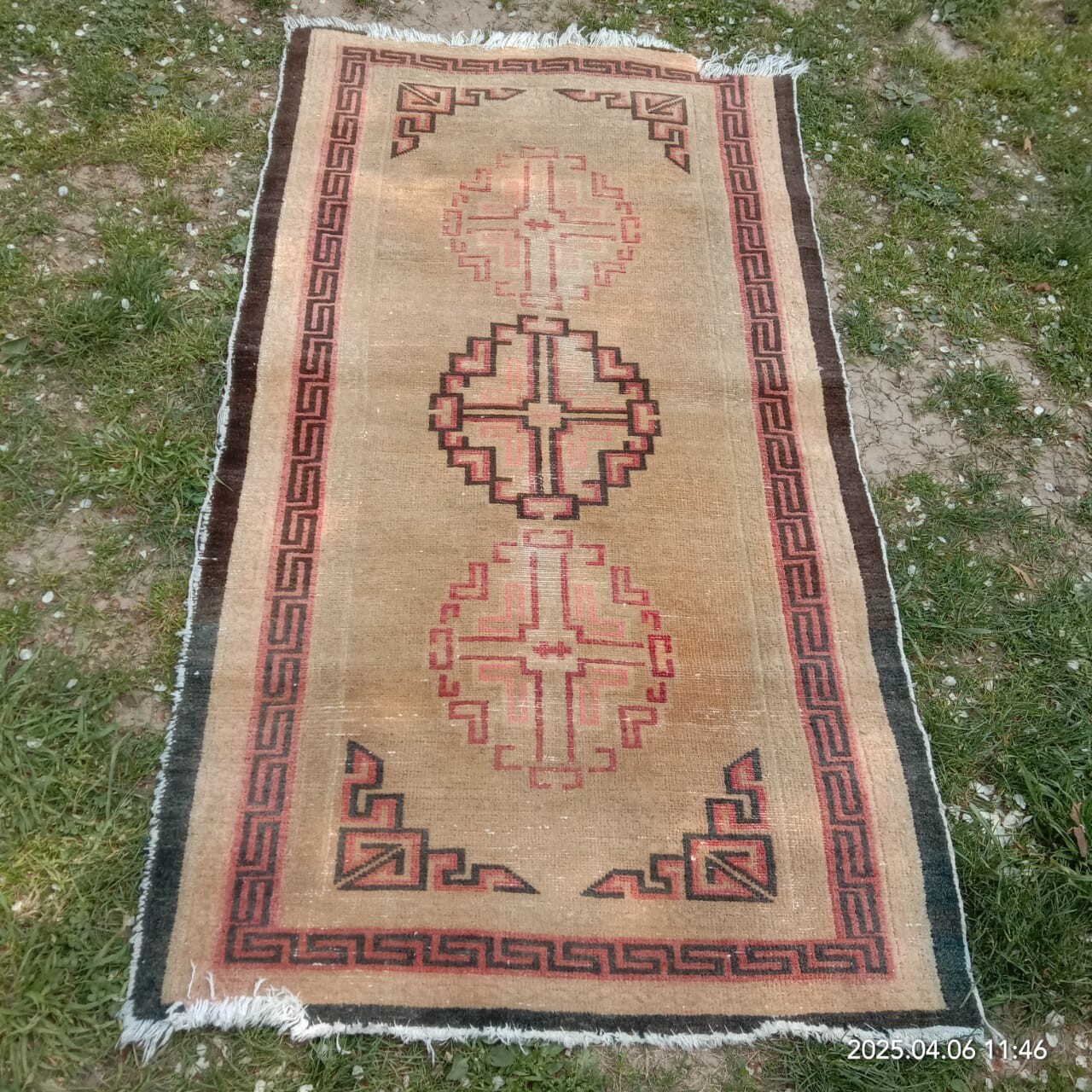 Tibetan TIBet nepal Camel Color woolen wool monks rug vintage 3x5 ft gallery