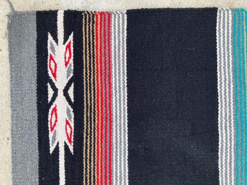 Vintage Handmade Traditional Navajo American Striped Kilim Floor Rug 163x78 cm gallery