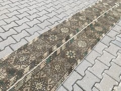 Vintage Turkish Patchwork Runner, 2.2 x 12.6 ft, Antique Oushak Hallway Carpet