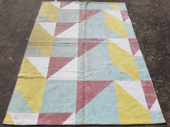 Vintage Printed Scandinavian Geometric Modern Pastel Kilim Rug 195×135 cm