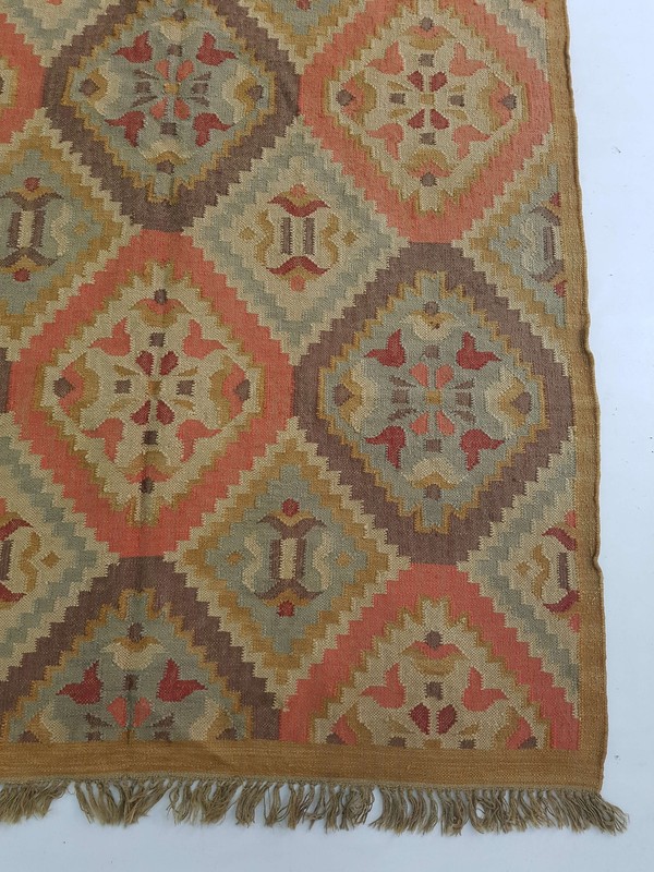 Vintage Handmade Traditional Floral Multicolor Kilim Floor Rug Carpet 246x156cm gallery