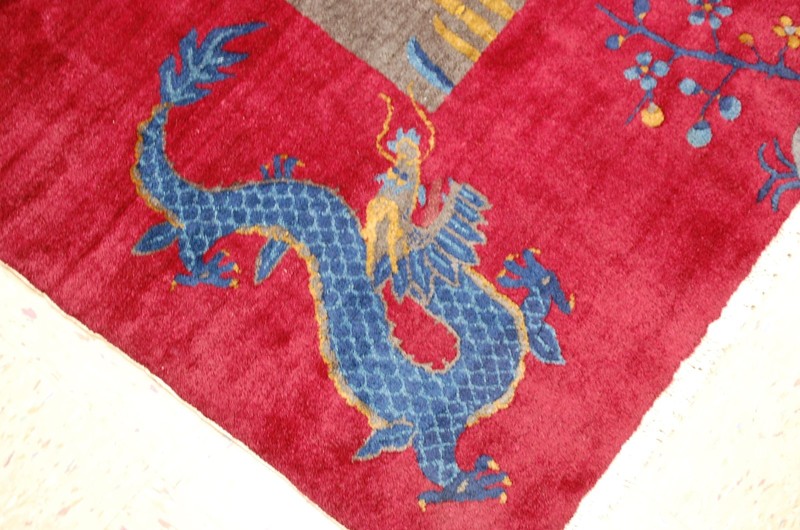 Circa 1910's ANTIQUE MINT ART DECO DRAGON DESIGN CHINESE RUG 9x11.5 ROOM SIZE gallery