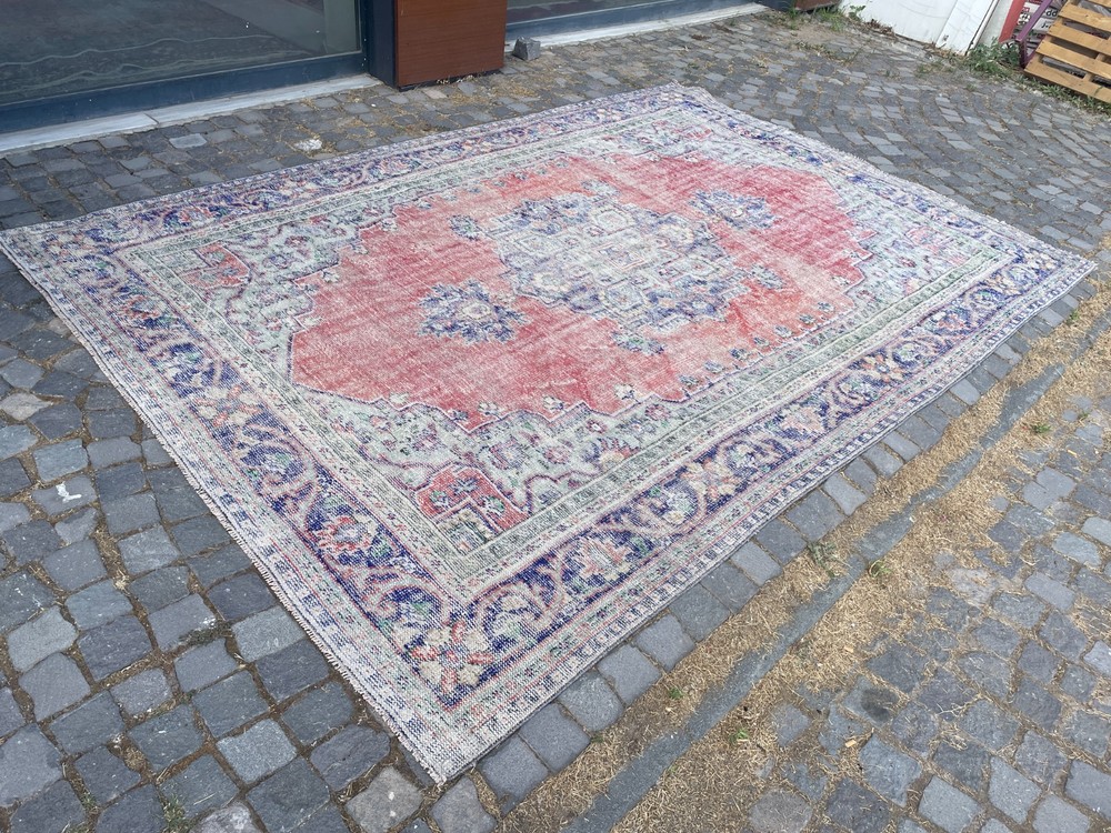 Turkish Vintage Rug, Handmade Wool Rug, Bohemian Large Rug, 7,4 x 10, ft