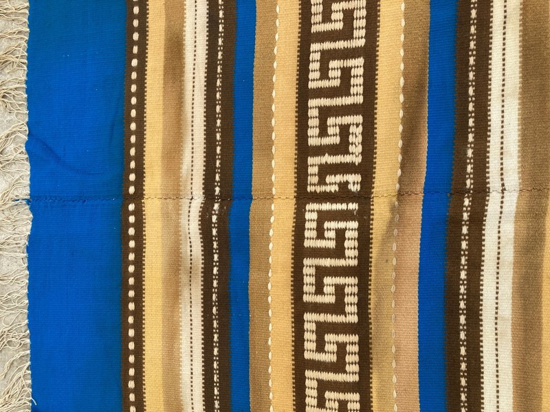 Vintage Handmade Turkish Greek Key Striped Style Wool Kilim Rug 194x116 cm gallery