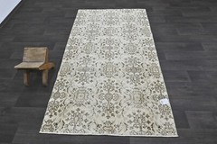 Oushak Turkish Vintage Rug 4×7 Kilim Rug Anatolian Handmade Boho Decor BEIGE