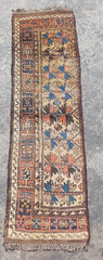 Vintage Hand Made Traditional Rug Oriental Wool Multicolor Carpet 125×38 cm