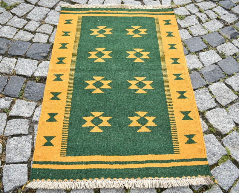 Caucasian Rug 26'' x 39'' Small Kabbeh Rug Flat Woven Rug Home Decor Wool Rug gallery