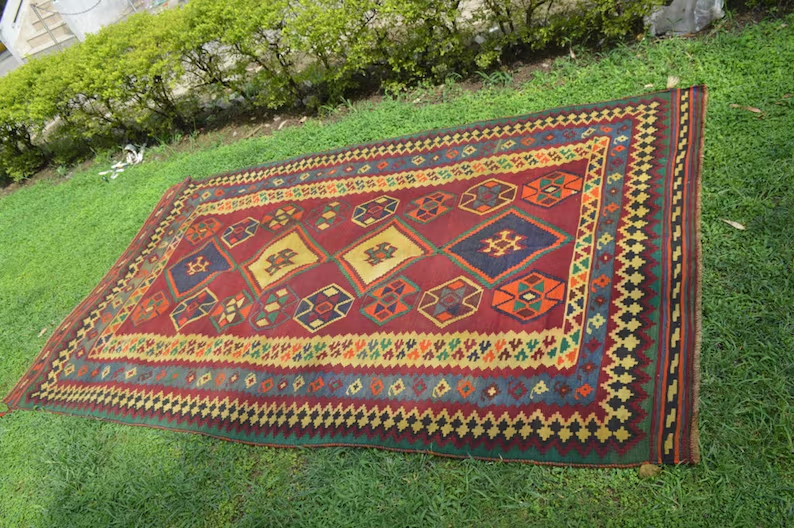 9'5X5 COLLECTORS ITEM Beautiful Antique Shirvan Caucasian Daghistan Group Kilim gallery