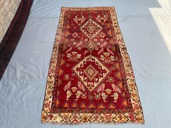 4 x 8 Turkish Pictorial Rug – Antique Caucasian Style Birds Wool Rug Nomadic Rug
