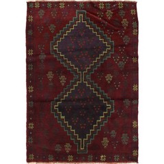 Tribal Afghan Handmade Rugs & Carpets in Antiques Woolen Red Rug 4’5×6’4, G29013