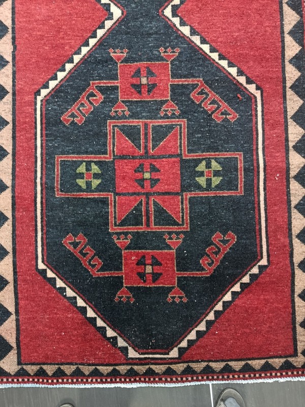 Red Antique Oriental Handmade Runner, 4.1x13ft, Geometric Entryway Runner Rug, gallery