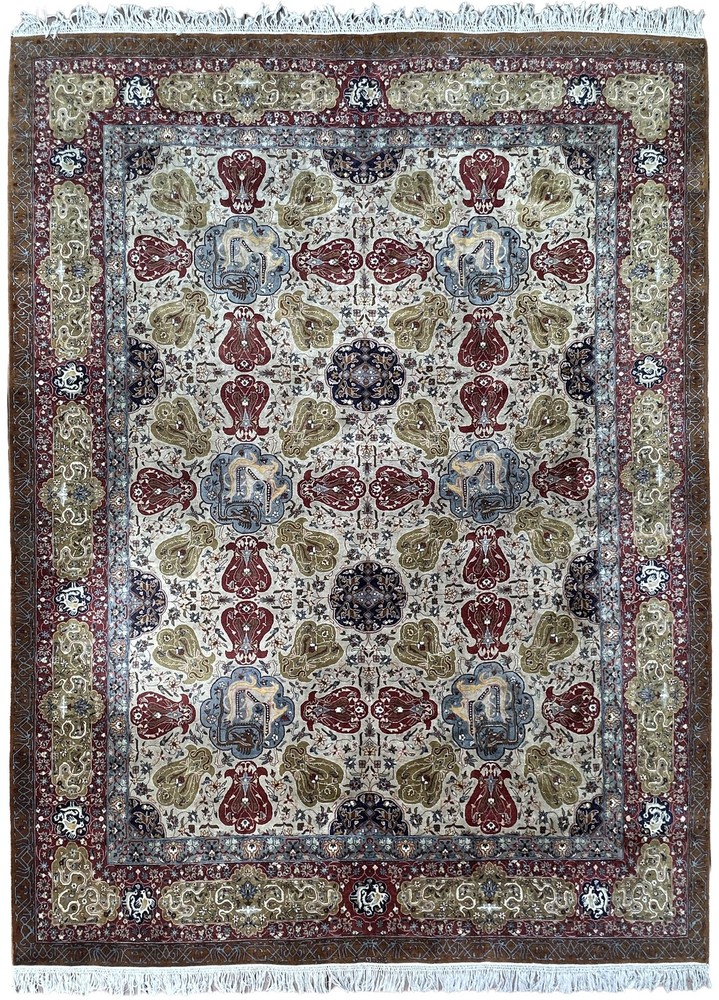 9X12 Fine Vintage Turkish Hereke Wool & Silk Rug Rare Vase Dragon 282cmx373cm