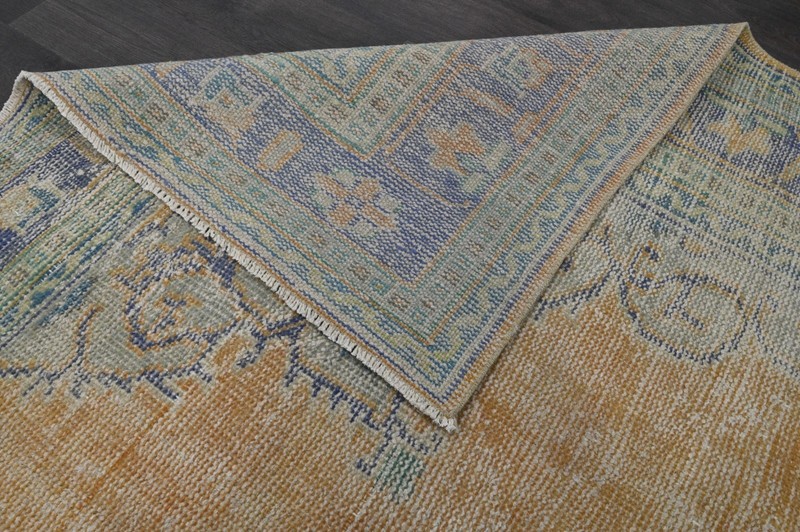 Oushak 7x10,Turkish Rug,vintage,anatolian,YELLOW,kilim,Bohemian,handmade,wool gallery
