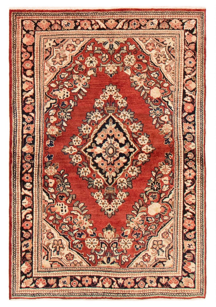 Vintage 4'3" x 6'7" Traditional Hand Knotted Vegetable Dye Wool Area Rug