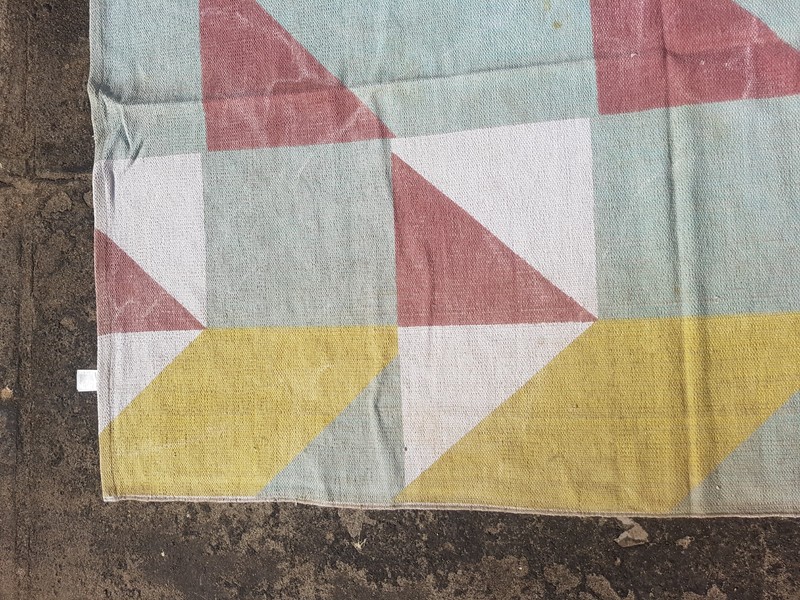 Vintage Printed Scandinavian Geometric Modern Pastel Kilim Rug 195x135 cm gallery