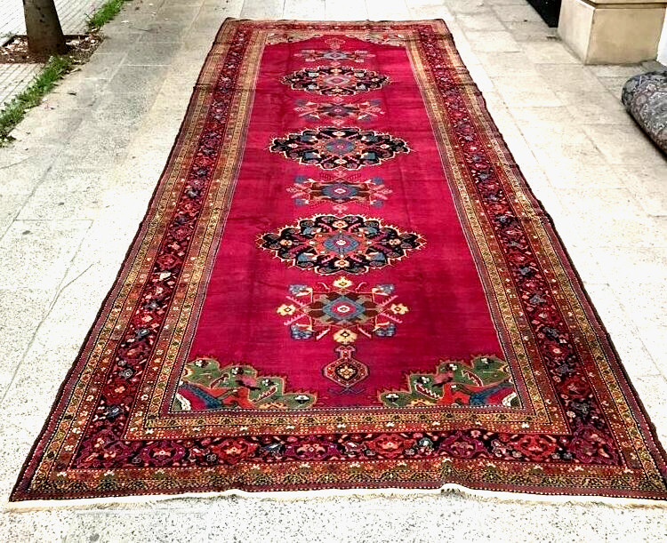 KARABAGH Southwest Caucasian Antique Carpet Circa : 1900 Size: 6’ 10” X 18’ 1” gallery