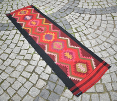 Vintage Caucasian Rug 23” x 81” Flat Woven Rug Hallway Rug Corridor Wool Rug