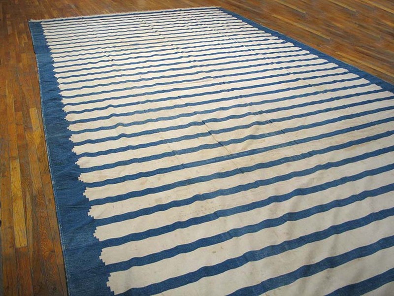 11X22 Vintage Indian Dhurries Beige Wool Area Rug 1930 gallery