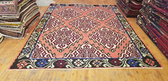 Bohemian 1900-1939s Antique Wool Pile Natural Dye Flat-Woven Kilim 7’9″×10’6″