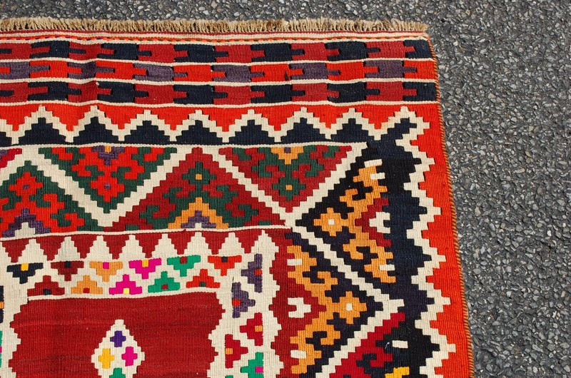OLD,ANTIQUE CAUCASIAN,KAZAK,SHIRVAN ORIENTAL KILIM RUG 3' 9" x 28' FULL COLOR gallery