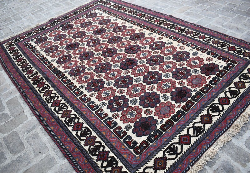 6'6 x 9'3 Handmade vintage afghan tribal berjesta area rug, Unique wool rug 6x9 gallery