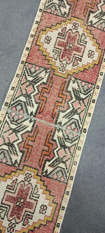 Red Turkish Vintage Runner, 1.5x5.6ft, Antique Handmade Runner, Unique Runner gallery