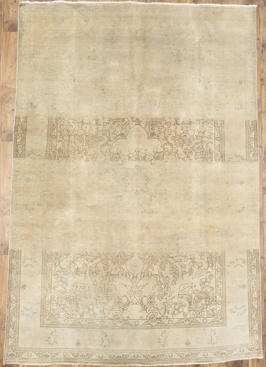 Semi-Antique Distressed Muted Oriental Wool Rug Living Room Carpet 6'7x9'7 Ft gallery