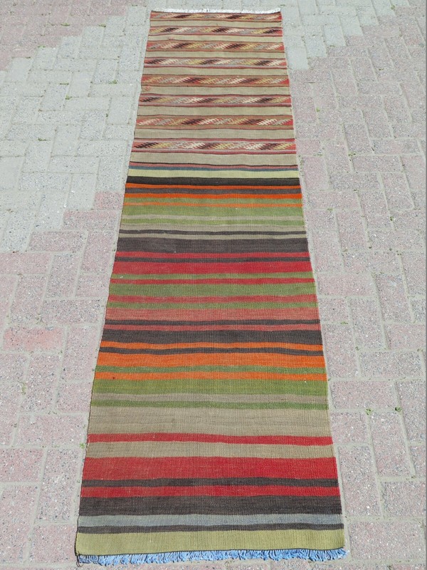 Rug Runner, Stair Rug Vintage Turkish Kilim Runner Hallway Rugs Long Rug 26X103" gallery