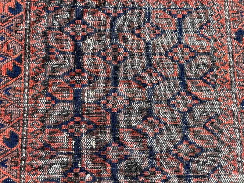 Orange Black Distressed Low Pile Rug 3x5 ft Handwoven Tribal Vintage Carpet gallery