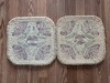 Vintage Lambs Wool Carpet Rug Squares 12"x 12" Floral Ivory Pink Set of 2 gallery