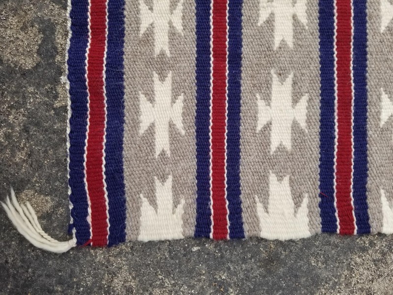 Vintage Traditional Native American Handwoven Navajo Wool Rug 60x40cm gallery