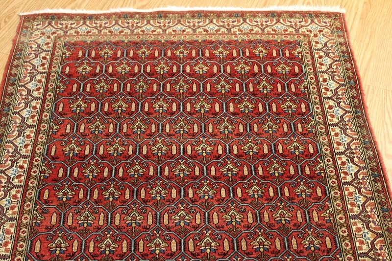 ANTIQUE Late 19th Century Senneh Rug Authentic Tribal Carpet 3'5" x 5' Orange gallery