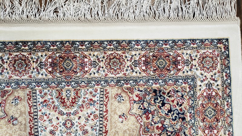 Beige & Cream Small Turkish Silk Rug 3x5 Bamboo Silk High Quality 2' 8" x 4' 11" gallery