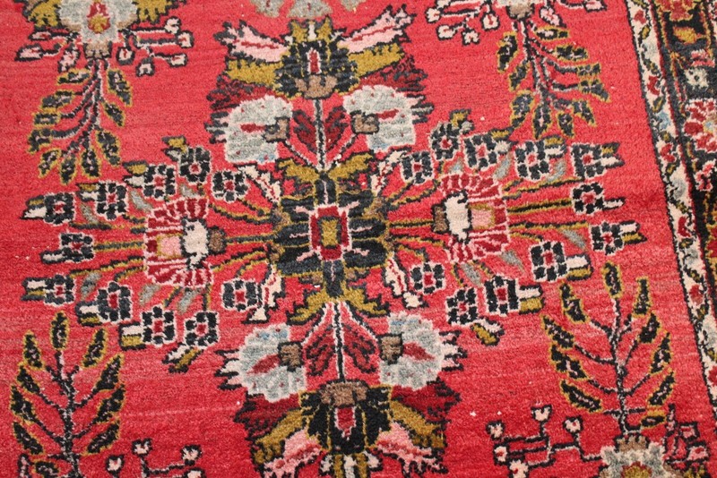 Handmade Lilihan Rug 3'7" x 5' Wool rug Red floral matches Heriz Sarouk Hamadan gallery