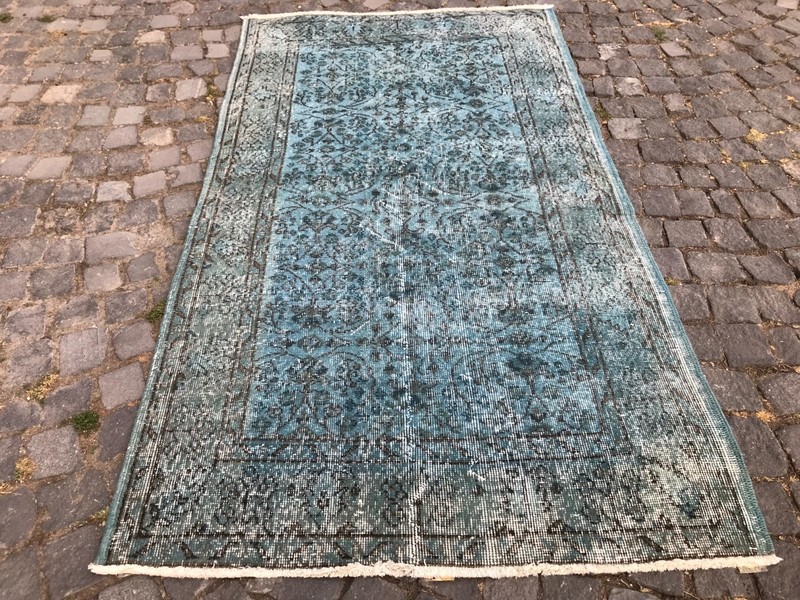 Bohemian Area Rug Handmade Wool Rug Turkish Vintage Traditional Rug 3,8 x 6,9 ft gallery