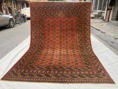 Antique Turkmen Rug 6’6×9’8 Terracotta Faded Geometric Oriental Area Rug Rare XL