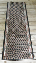 76″ x 26 3/4″ Rug Carpet-Black-Cream-Rust Brown-Abstract Leaf or Feather Pattern