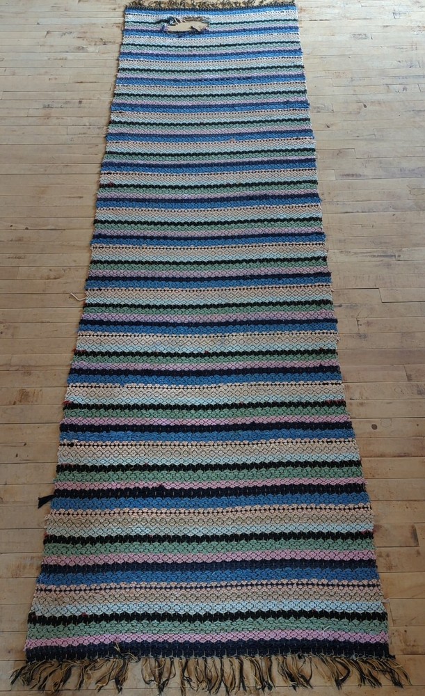 Antique Imported Swedish Hand Made Rag Rug Runner (31" x 112" ) As Shown