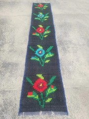 Fine Vintage Traditional Hand Made European Gypsy Wool Multicolor Kilim 330x60cm