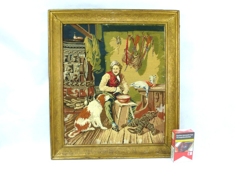 Large Hand-Embroidered Picture in Frame Dated 1843 NK-6963 gallery