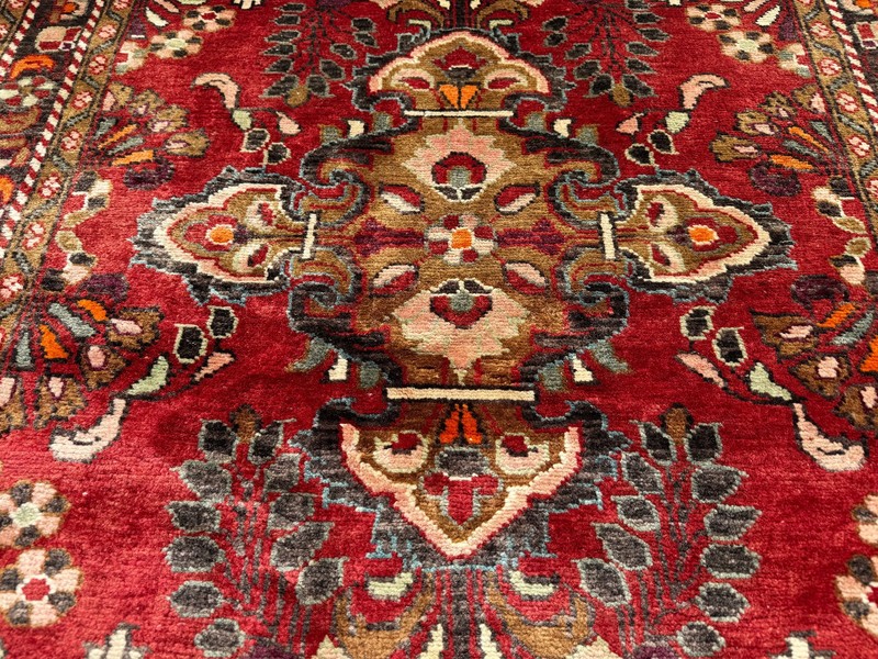 3x5 RED VINTAGE RUG handmade antique real small lilihan sarouk wool fine 4x5 4x6 gallery